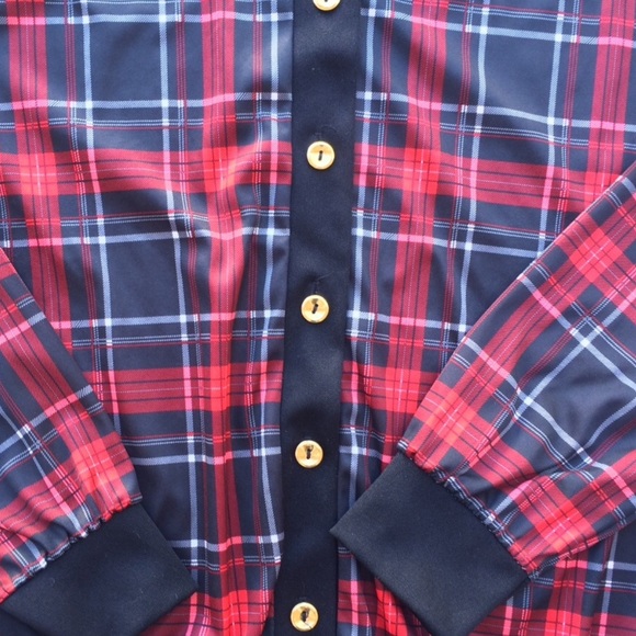 Vintage Grunge Tartan Plaid Gold Button Cardigan - Picture 4 of 5